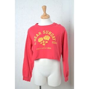 Freeze | Red & yellow preppy cropped womens sweater "dear Sunday"